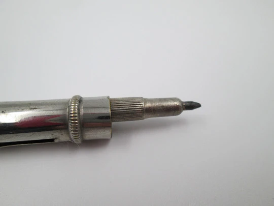 Mechanical combo. Dip pen, retractable pencil & wax seal stamp. Silver plated