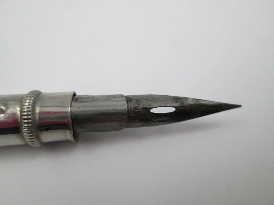 Mechanical combo. Dip pen, retractable pencil & wax seal stamp. Silver plated