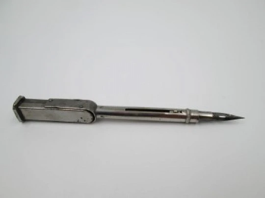 Mechanical combo. Dip pen, retractable pencil & wax seal stamp. Silver plated