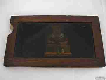 Mechanical magic lantern slide. 19th century. Black slave