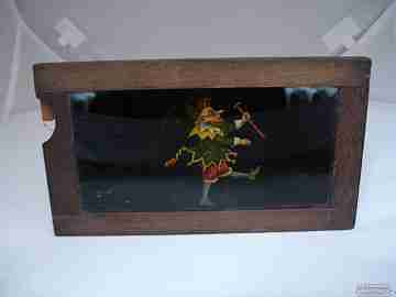 Mechanical magic lantern slide. 19th century. Minstrel. Limbs