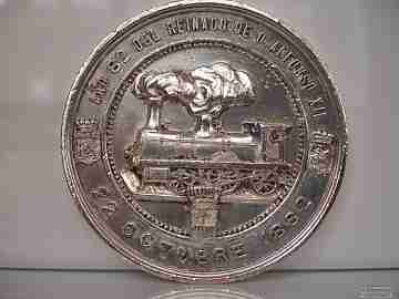 Medal. Opening of the Canfranc railway. Silver plated bronze