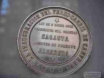 Medal. Opening of the Canfranc railway. Silver plated bronze
