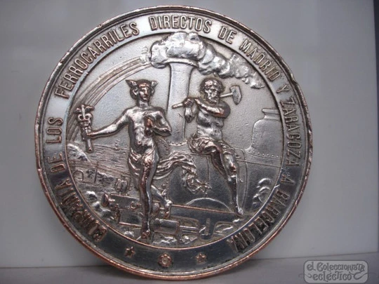 Medal. Railway of Villanueva to Barcelona. Silver plated bronze