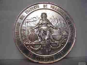 Medal. Railway of Villanueva to Barcelona. Silver plated bronze