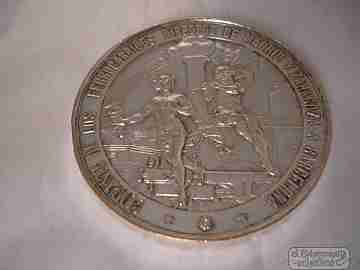 Medal. Railway of Villanueva to Barcelona. Silver plated bronze
