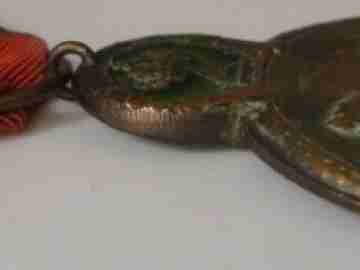 Medalla Batalla del Yser. Bronce y esmalte. Bélgica. 1918. Banda tela