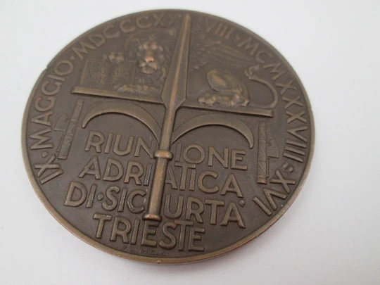 Medalla bronce centenario de la Reunión Adriática de Seguridad (Trieste). 1938