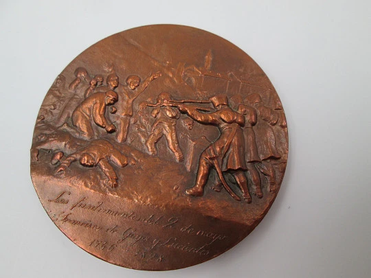 Medalla bronce FNMT 'Francisco de Goya'. Alto relieve, Fusilamientos 2 mayo. 1970