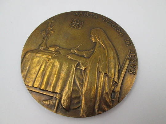 Medalla bronce FNMT 'IV Centenario Santa Teresa de Jesús'. Alto relieve. 1982