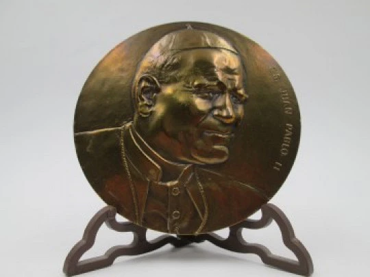 Medalla bronce FNMT 'Papa Juan Pablo II'. Alto relieve. Francisco Toledo. 1982