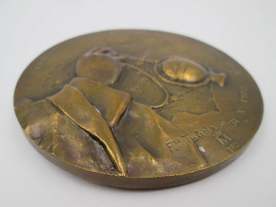 Medalla bronce FNMT 'Papa Juan Pablo II'. Alto relieve. Francisco Toledo. 1982