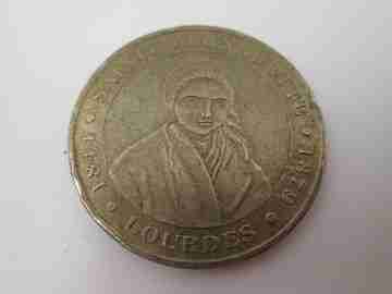 Medalla bronce. Bernadette Soubirous e Inmaculada Concepción. Recuerdo Lourdes