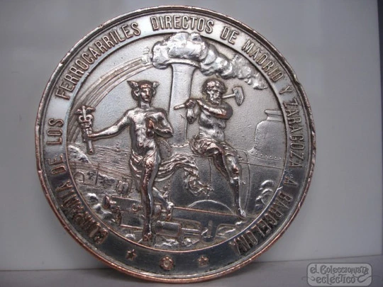 Medalla bronce. Ferrocarril de Villanueva a Barcelona. 1881