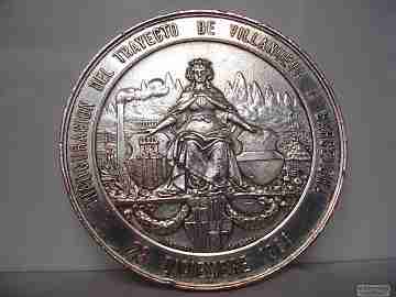 Medalla bronce. Ferrocarril de Villanueva a Barcelona. 1881