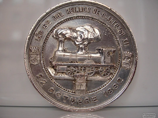 Medalla bronce. Inauguración ferrocarril Canfranc. 1882