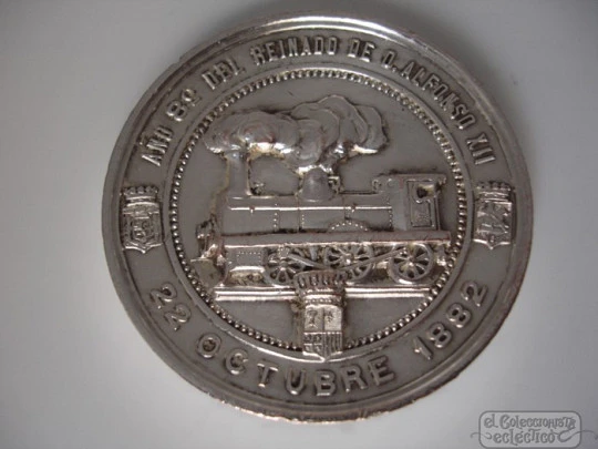 Medalla bronce. Inauguración ferrocarril Canfranc. 1882
