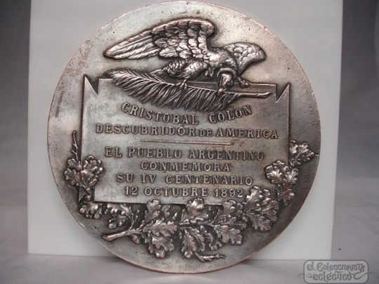 Medalla bronce. IV Centenario del descubrimiento de América. 1892
