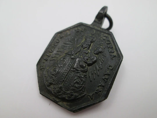 Medalla bronce. San Augusto y Virgen de Copacabana. Siglo XVIII. España