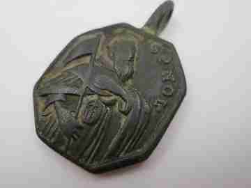 Medalla bronce. San Pedro Nolasco y Virgen de la Merced. Siglo XVIII. Roma