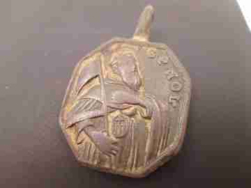 Medalla bronce. San Pedro Nolasco y Virgen de la Merced. Siglo XVIII. Roma