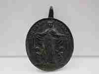 Medalla bronce. San Ramón Nonato y Virgen de la Merced. Siglo XVIII. España