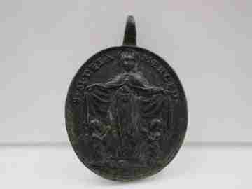 Medalla bronce. San Ramón Nonato y Virgen de la Merced. Siglo XVIII. España