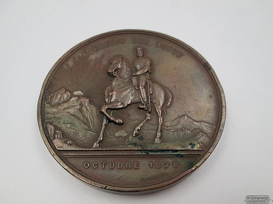 Medalla carlista. Ejército del Norte. 1878. Castells. Alto relieve. Bronce