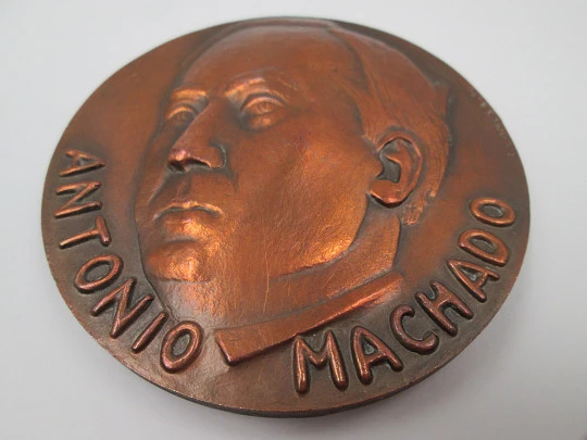 Medalla cobre FNMT 'Antonio Machado'. Alto relieve, Rodolfo Conesa. 1976