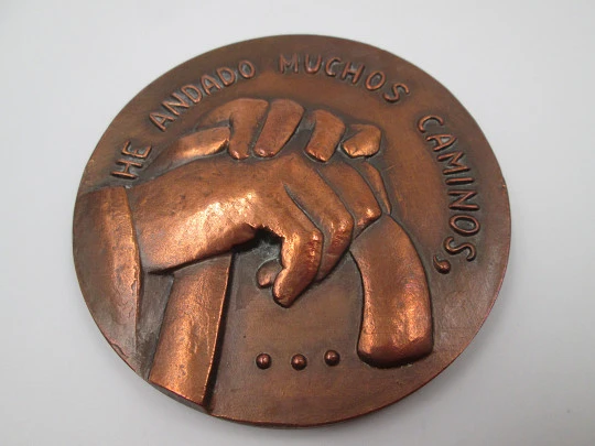 Medalla cobre FNMT 'Antonio Machado'. Alto relieve, Rodolfo Conesa. 1976