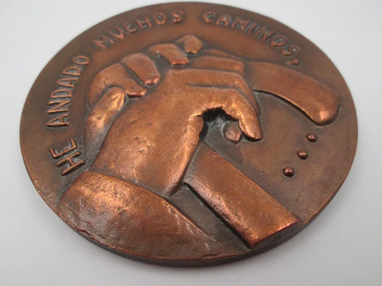Medalla cobre FNMT 'Antonio Machado'. Alto relieve, Rodolfo Conesa. 1976