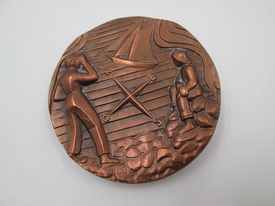 Medalla cobre FNMT 'Carpintero de Ribera'. Alto relieve. Pancho Lasso, 1985
