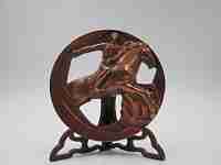 Medalla cobre FNMT Jinete con caballo. Alto relieve, Trabajo calado. Años 80
