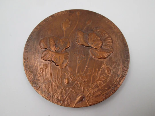 Medalla cobre FNMT 'Miguel Hernández Gilabert'. Alto relieve. 1985. España