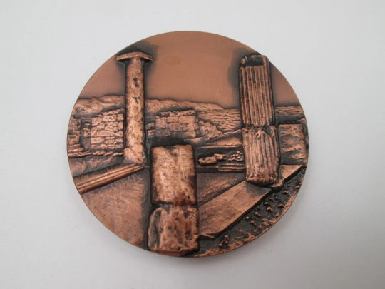 Medalla conmemorativa cobre 70 aniversario de las excavaciones de Ampurias (1908-1978)