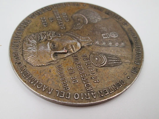 Medalla de bronce centenario nacimiento Coronel Tomás Espora. Bellagamba y Rossi