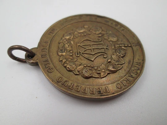 Medalla de bronce. Reina del Santísimo Rosario. Guardia de Honor de María. 1920