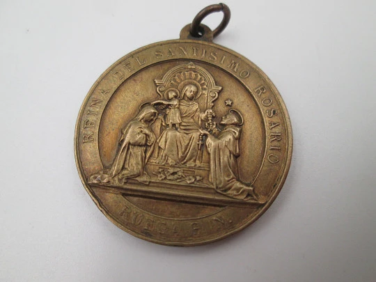 Medalla de bronce. Reina del Santísimo Rosario. Guardia de Honor de María. 1920