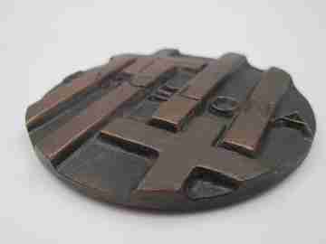Medalla de cobre ciudad de Barcelona. Alto relieve. Subirach. FNMT, 1973