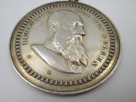 Medalla plata Leopoldo II Rey de Bélgica. Concurso Ganado. Anderlecht, 1902