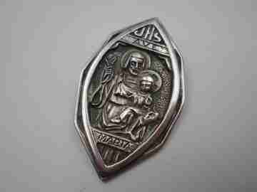 Medalla San José con el Niño . Plata de ley 925. Alto relieve. España. 1980