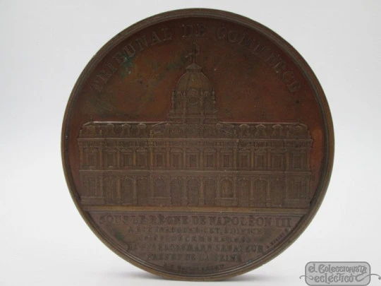 Medalla Segundo Imperio. Napoleón III. Tribunal de Comercio. 1865