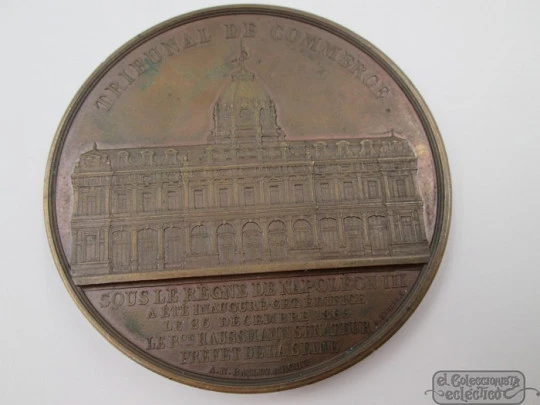 Medalla Segundo Imperio. Napoleón III. Tribunal de Comercio. 1865
