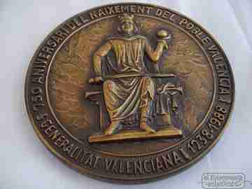 Medallón 750 aniversario del Reino de Valencia. Bronce. 545 grs. 