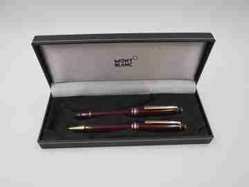 Meisterstück 144 duo. Fountain pen & ballpoint. Bordeaux resin and gold plated
