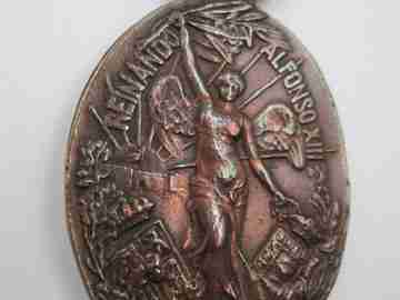 Melilla medal / Rif campaign. Bronze, 1909. Battle pin. Alfonso XIII