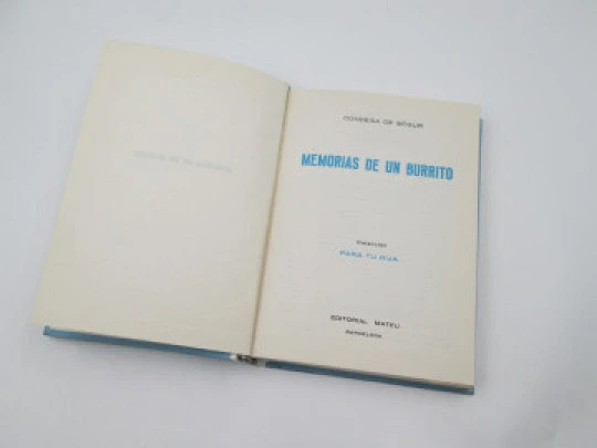 Memorias de un burrito. Condesa de Ségur. Editorial Mateu, Ilustraciones. 1958