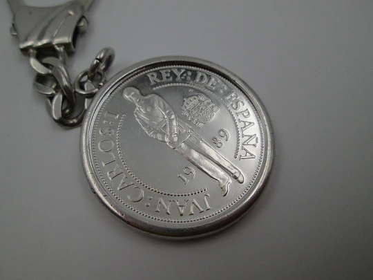 Men's keychain. Sterling silver. 1.000 pesetas coin V Centenary. 1989