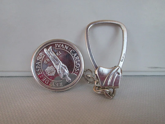 Men's keychain. Sterling silver. 1.000 pesetas coin V Centenary. 1989