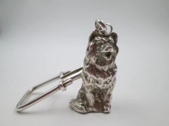 Men's keychain. Sterling silver. Dog motif. Circa: 1980's